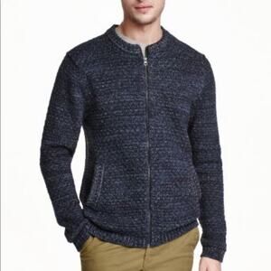 H&M LOGG Zip Front Pocket Textured Knit Cardigan